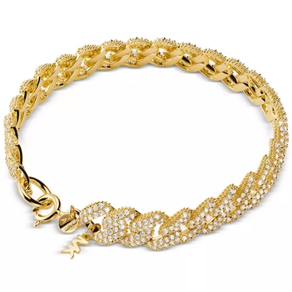 Michael Kors Linked Statement Bracelet Gold Tone Sterling Silver Pave CZ NWT - Picture 16 of 16